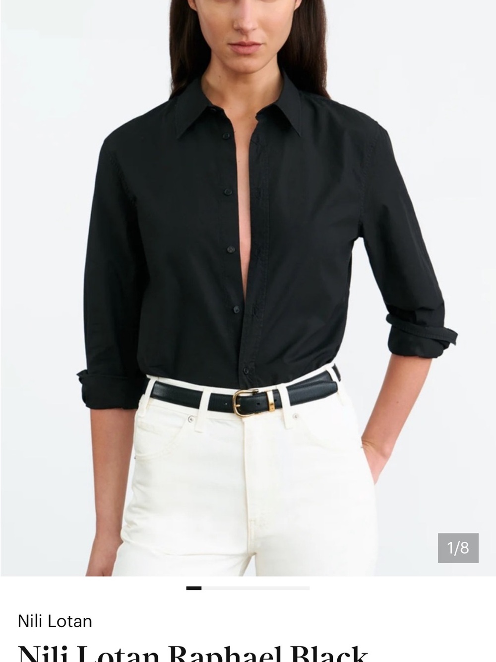 Nili Lotan Raphael Shirt Black Button Front Cotton Blouse XS